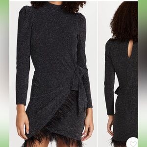 SAYLOR NEW YORK - sparkle and feather mini dress